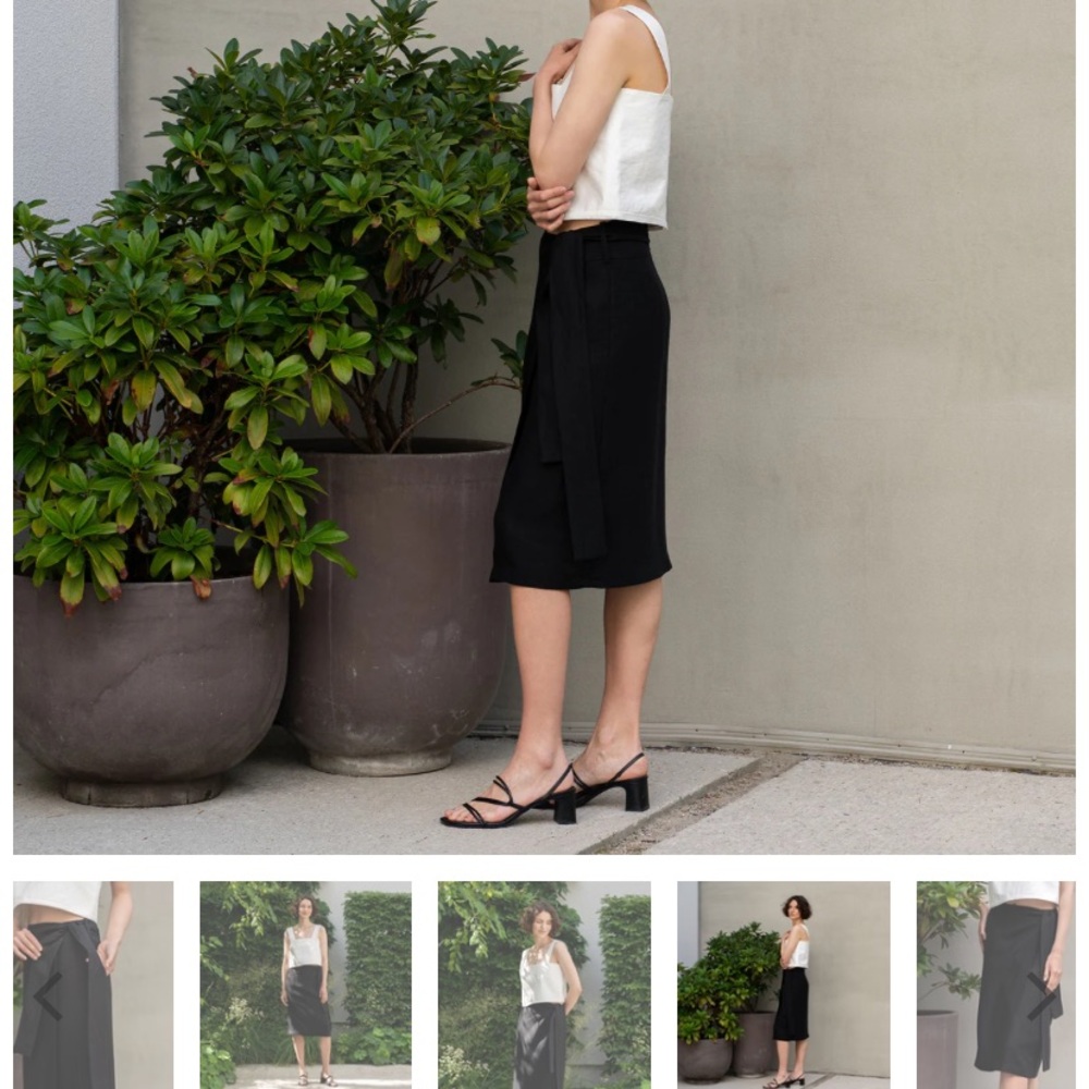 Vintage classic linen wrap midi skirt